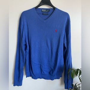 Polo Ralph Lauren blue Pima cotton v neck sweater size extra large